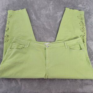 Cato Est 1946 Women's 22W Plus Size Jeans Cropped Raw Hem Lime Green SL75E